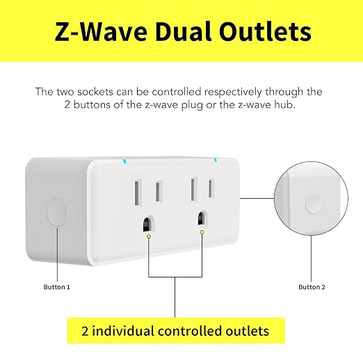Minoston 800 Series Zwave Dual Outlet Plug, On/Off Z-Wave Repeater Switch - Image 2