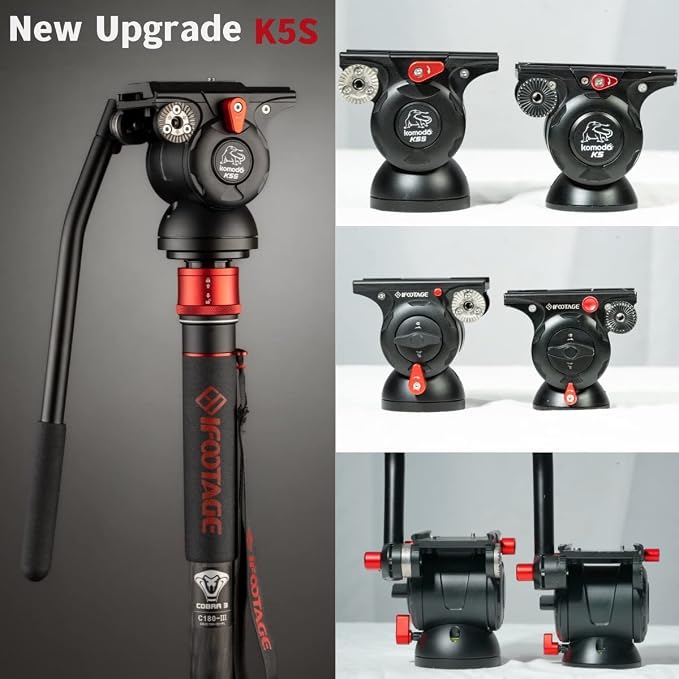 IFOOTAGE Cobra 3 Monopod with Fluid Head, Professional Portable Travel Monopod - Image 6