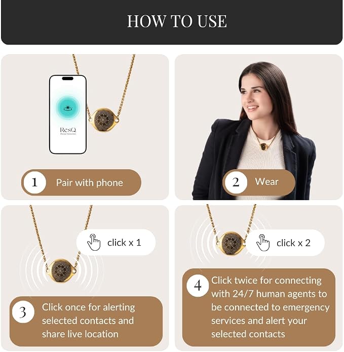 ResQ Safety Necklace for Women, Medical Alert & Personal Alarm Necklace - Image 4