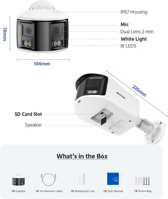 ANNKE FCD800 4K 8MP Dual Lens PoE Security Camera, 180°Panoramic View, Smart - Image 8