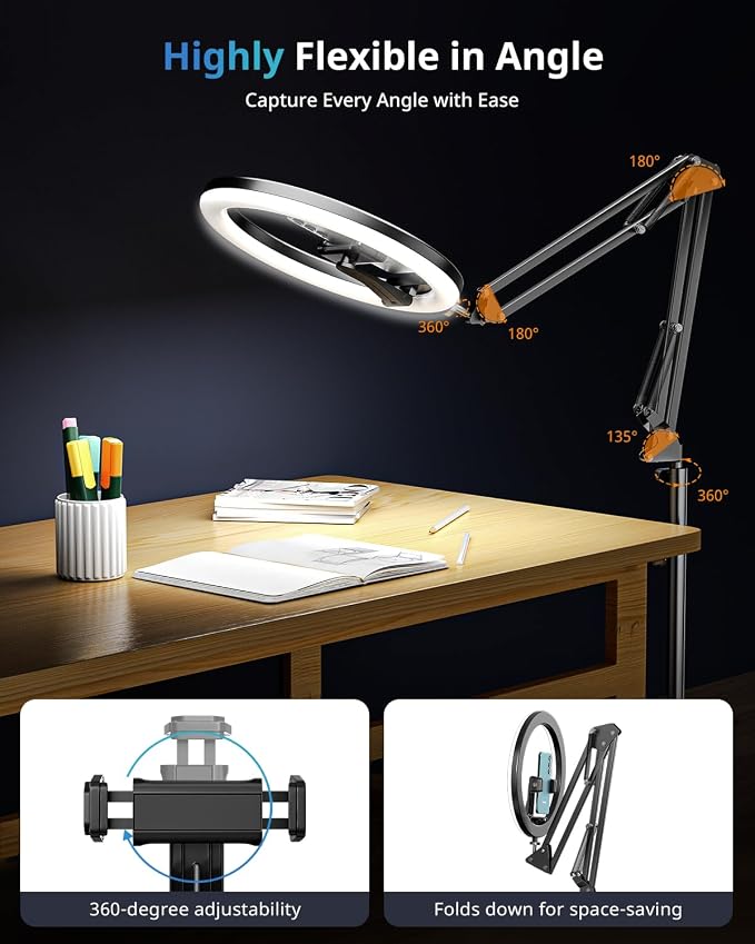 UBeesize 12" Ring Light Tripod for iPhone, Live Streaming, Photography - Image 3