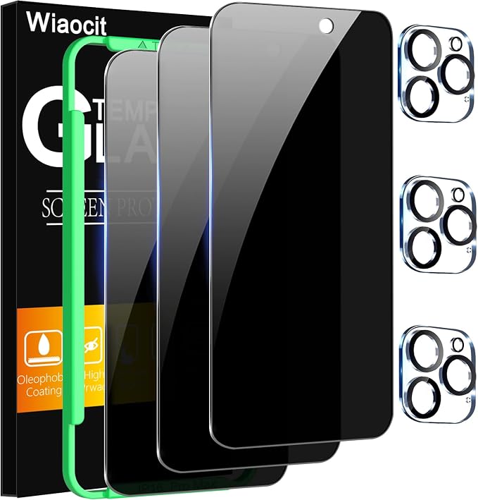 Wiaocit 3 Pack Tempered Glass Privacy Screen Protector by Wiaocit