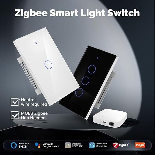 MOES Zigbee Smart Switch 1 Gang, Require MOES Zigbee Hub and Neutral Wire - Image 2