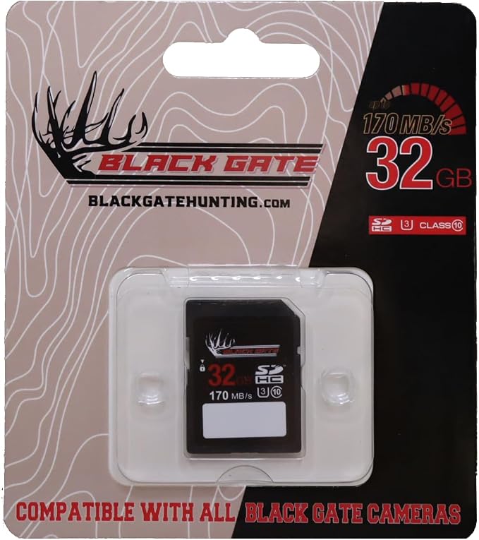 Black Gate 32GB SD Card for Trail Cameras – Class 10 UHS-3, 170MB/s High-Speed by BlackGate