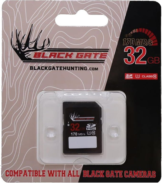 Black Gate 32GB SD Card for Trail Cameras – Class 10 UHS-3, 170MB/s High-Speed by BlackGate