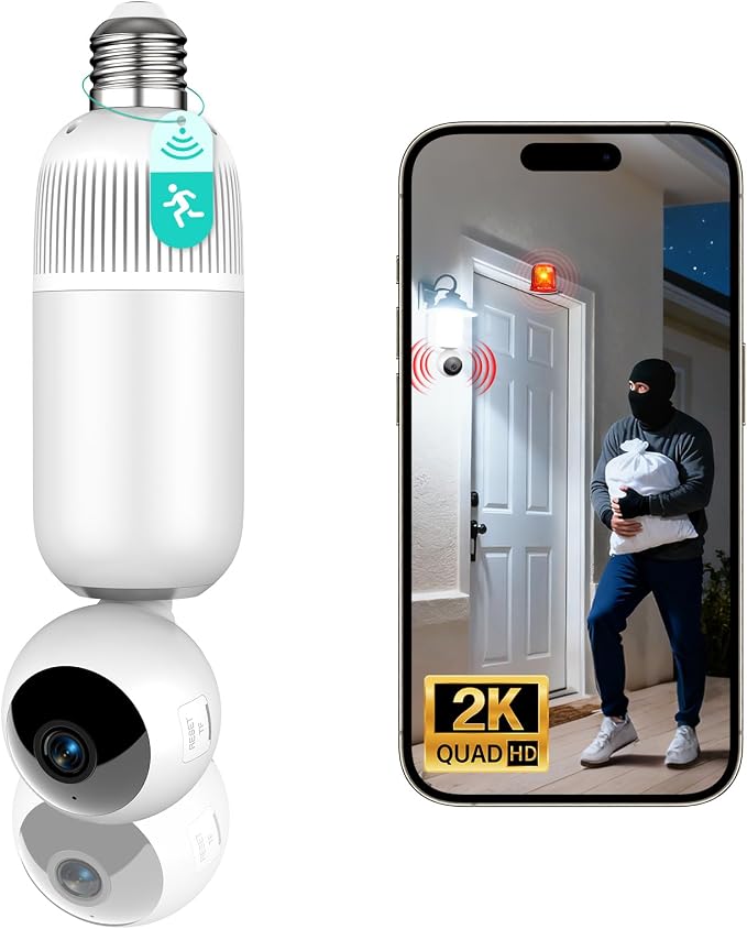 2K Light Bulb Security Cameras Outdoor Indoor - Image 8