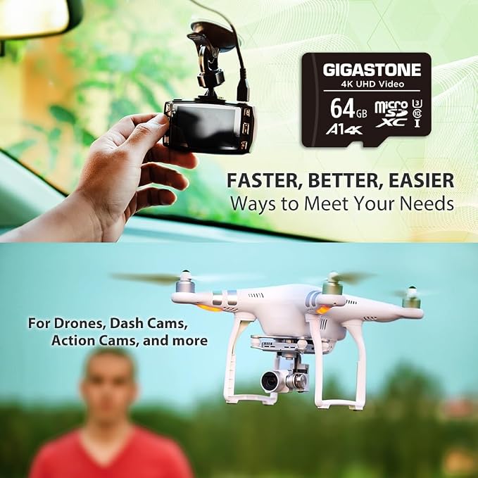 GIGASTONE 64GB Micro SD Card 2-Pack, A1 V30 4K Video Recording, Surveillance - Image 5