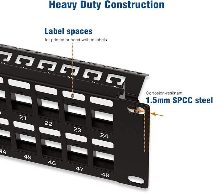 iwillink 48 Port Blank Keystone Patch Panel - Image 4