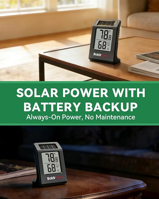 BALDR 2-Pack Digital Hygrometer Thermometer, Solar Power - Image 3