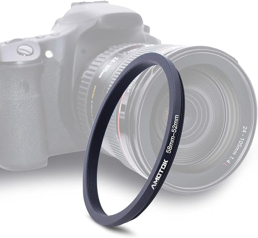 58mm Lens to 52mm Camera Filters Ring Compatible All 58mm Camera Lenses to 52mm by AMOTOK