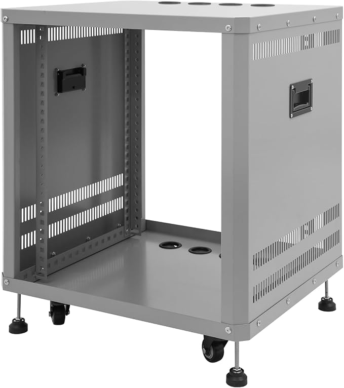 12U Stereo & Studio Rack with Wheels, Open Frame Audio Rack Cabinet, Rolling - Image 7