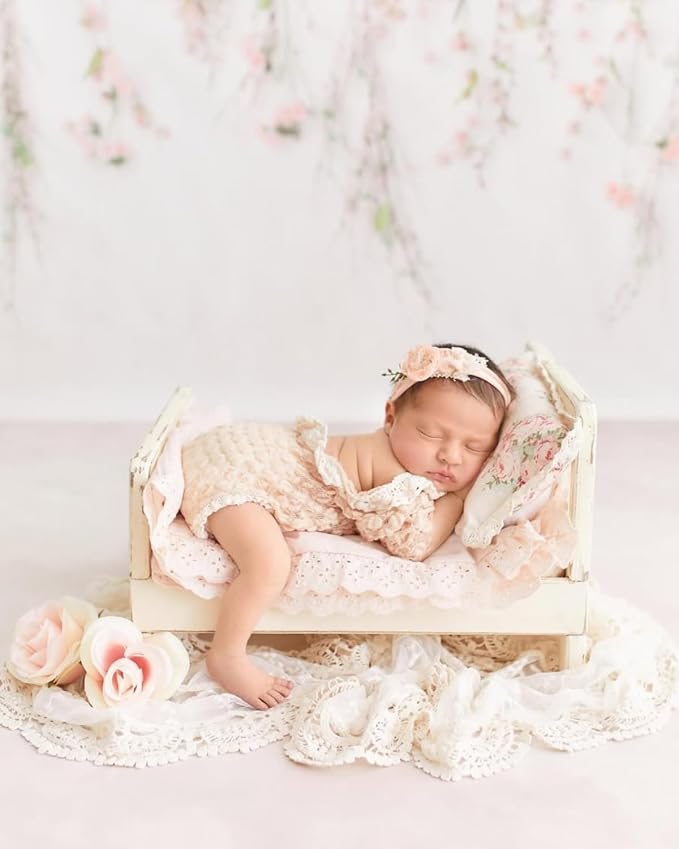 Newborn Photography Props Bed Prop White – Mini Wooden Baby Photography Bed - Image 8