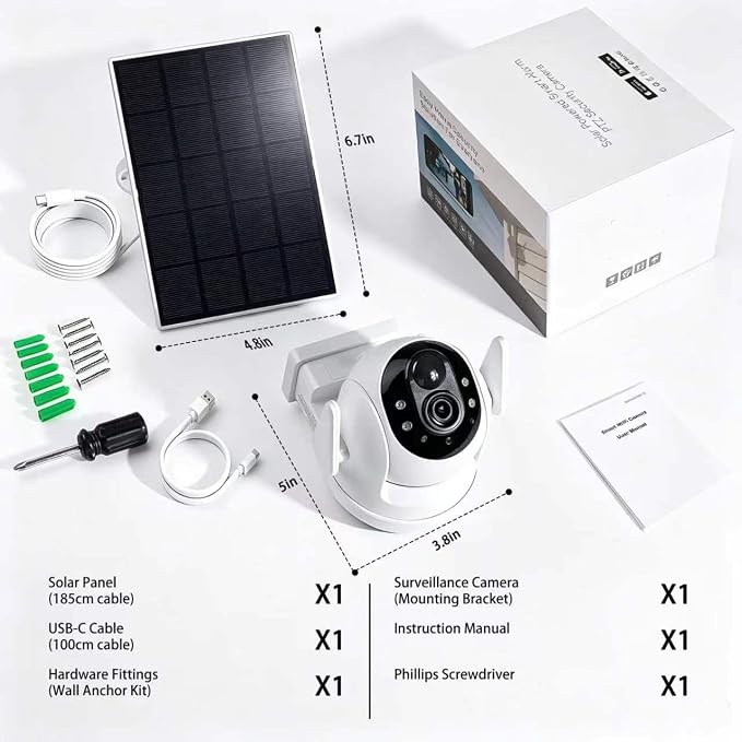 2K Solar Camera Outdoor Wireless, 2.4Ghz WiFi Battery Camera, 355° View - Image 9