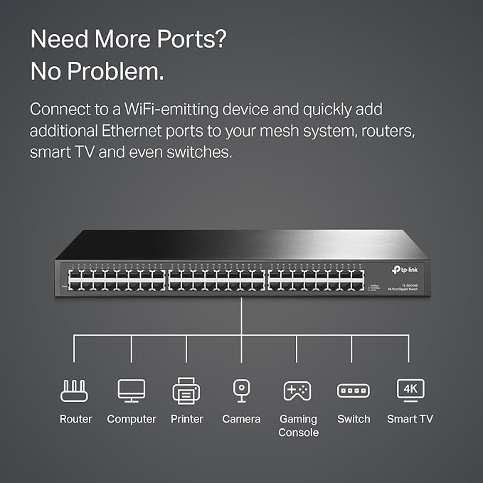 TP-Link 48 Port Gigabit Ethernet Switch | Plug and Play | Sturdy Metal w/ - Image 2