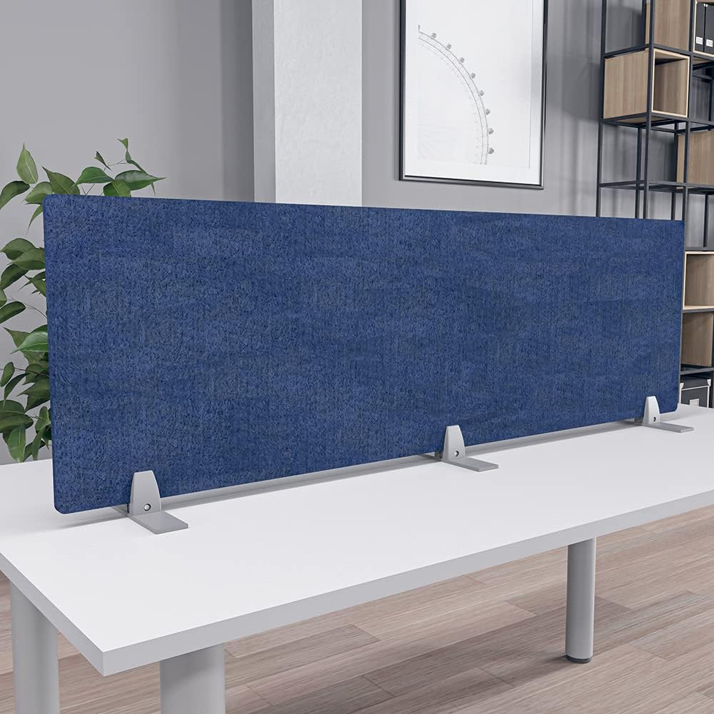Freestanding Acoustic Desk Divider with Mount | Eco-Friendly Privacy Screen Panel | Noise Reducing Desk Partition | Tackboard Option & Easy to Install | Made from Recycled Plastic | Sky Blue - 18" X