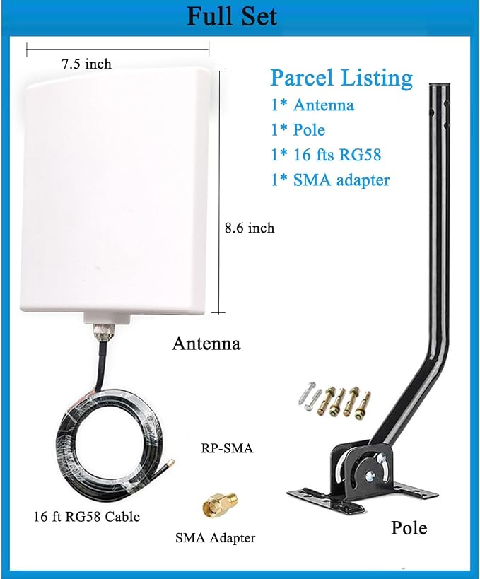 Long Range WiFi Antennas Outdoor Full Kit 2.4GHz 5GHz External Panel - Image 3