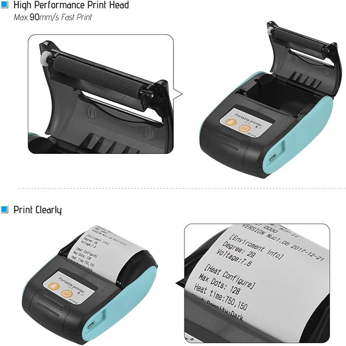 Thermal Receipt Printer, PT-210 58mm Portable Thermal Printer Handheld Ticket - Image 3