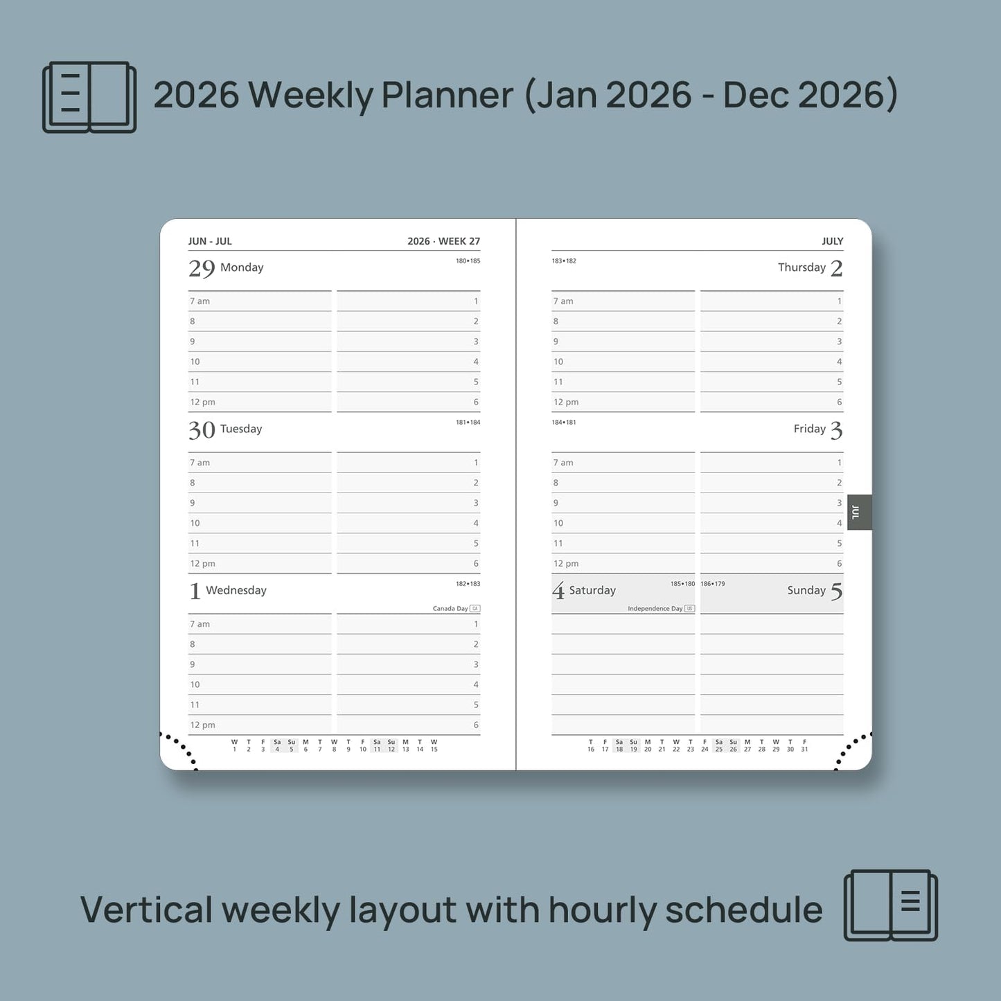 POPRUN Pocket Calendar 2026 (Small Size- 4'' x 6.25") Weekly and Monthly for Purse - Planner 2026 (Jan. 2026 - Dec. 2026) with Vegan Leather Soft Cover, Plastic Ruler, Pen Holder and More - Burgundy Red