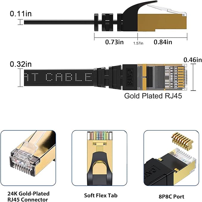 BUSOHE Cat8 Ethernet Cable 1FT 5 Pack Multi Color, 40Gbps 2000MHz Cat-8 Short - Image 4