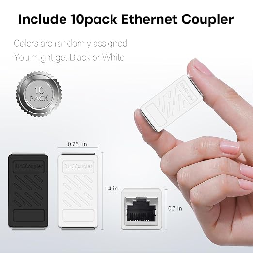 RJ45 Cat6 Coupler Ethernet Extender Connector, 10 Pack in line Coupler Cat7 - Image 2