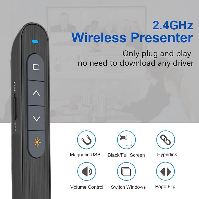 Presentation Clicker for PowerPoint, RF Wireless Presenter Remote - Image 2