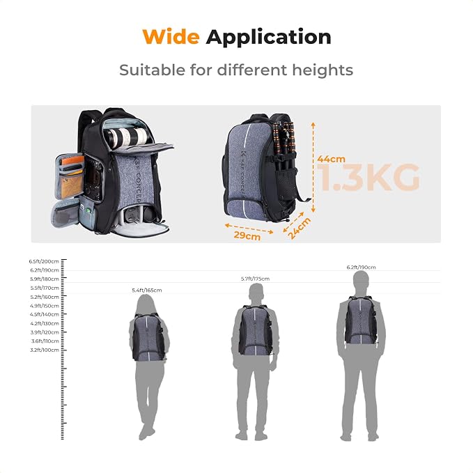 K&F CONCEPT Camera Backpack, 25L Large Capacity Camera Bag - Image 7
