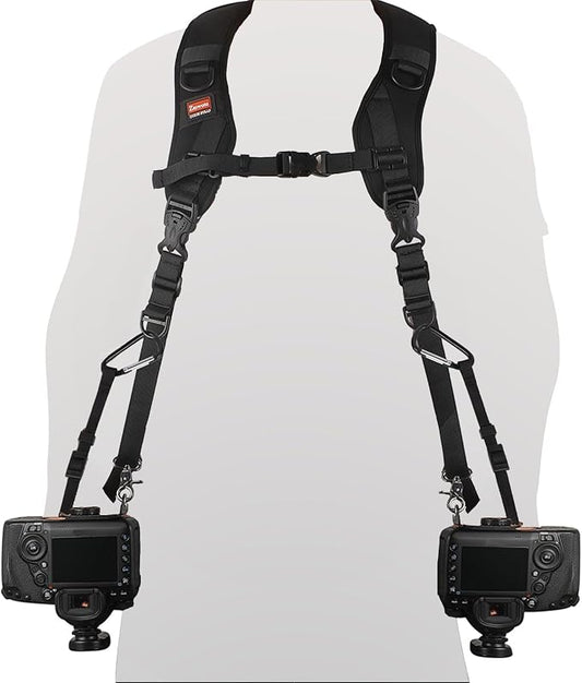 Camera Strap Double Shoulder Camera Strap Harness Quick Release Adjustable Dual by ztowoto