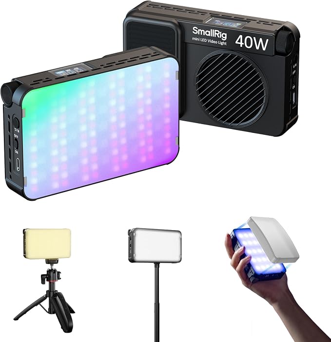 SmallRig RM 40C Mini LED RGB Video Light, 4800mAh Battery, LCD Display by SmallRig