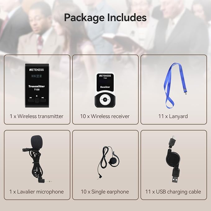 Retekess T130 Wireless Tour Guide Audio System, Church Translation Equipment - Image 7