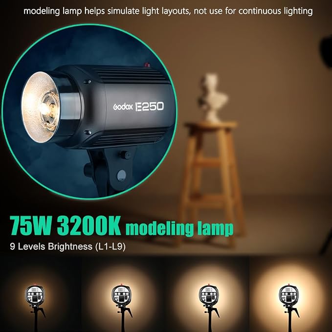Godox 750W Professional Studio Strobe Flash Light Kit, 3-Light Godox Strobe - Image 4