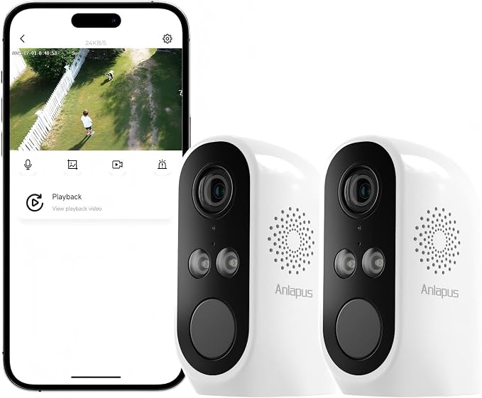 Anlapus 3MP 2K WiFi Security Camera Outdoor Indoor, 2 x WiFi6 & 2.4GHz Plug-in by Anlapus