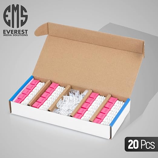 Everest 90° Angled RJ45 Cat6 Keystone Jacks 20-Pack in Pink - Image 2