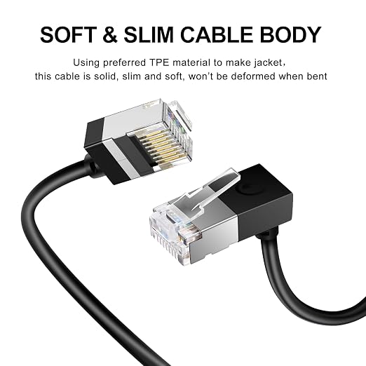 Ultra Thin Cat 6 Ethernet Cable 90° Downward Angle 30 Feet, Flexible & Slim - Image 2