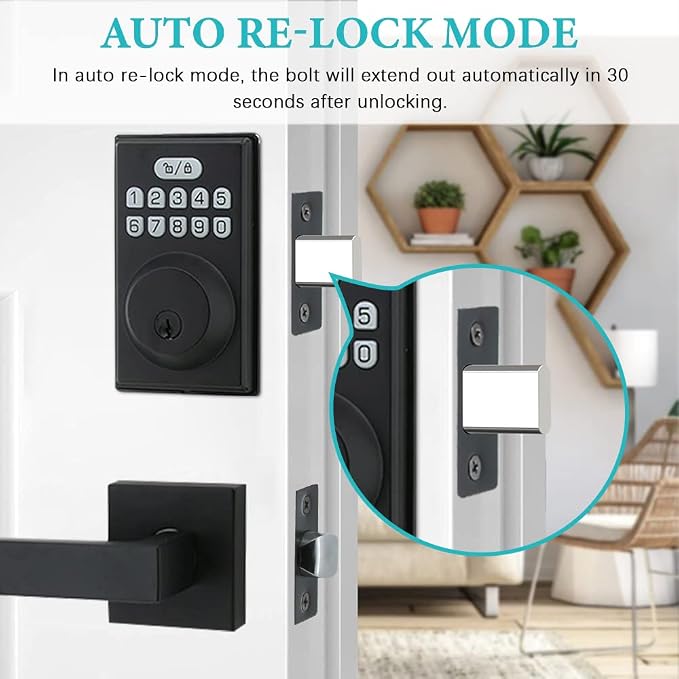 Keyless Entry Door Lock with 2 Handles, Electronic Keypad Deadbolt Front Door - Image 7
