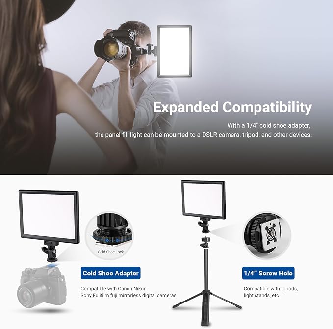 NEEWER Basics 9" LED Light Panel, 3200-5600K Edge Lit Dimmable Camera Soft Key - Image 6