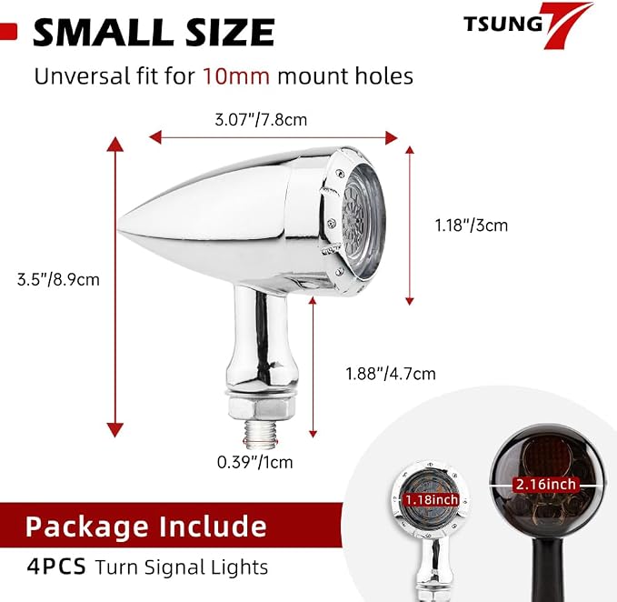 TSUNG 4PCS Motorcycle Bullet LED Front Rear Turn Signal Light SMD Blinker - Image 7