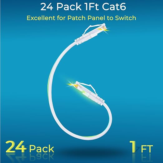 Rapink Patch Cables Cat6/ Cat6a 1ft Slim, Cat6a Ethernet Patch Cable 10G Support - Image 2