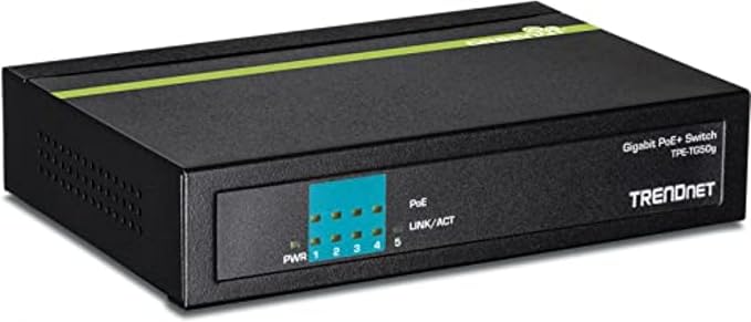 TRENDnet 5-Port Gigabit PoE+ Switch, 31 W PoE Budget, 10 Gbps Switching Capacity by TRENDnet
