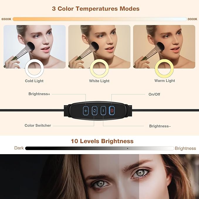 Suction Cup LED Vantiy Lights for Mirror, Flexible Gooseneck Stick on Selfie - Image 2