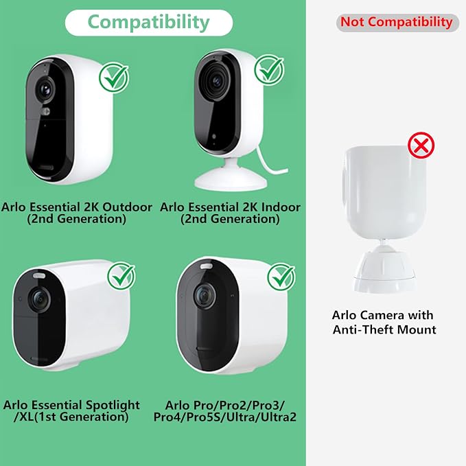 2Pack Adjustable Mount for Arlo Essential 2K Indoor/Outdoor, for Arlo Pro - Image 2