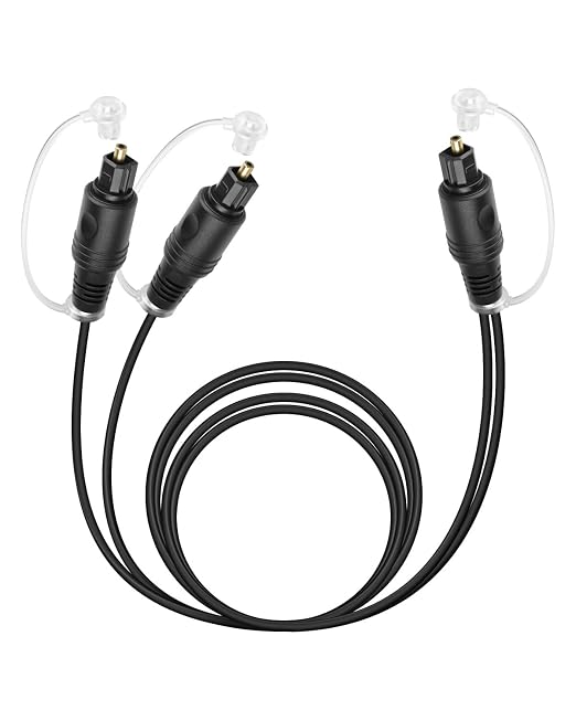 Digital Optical Audio Splitter 1 in 2 Out, Toslink Fiber Optic 1 Male to 2 Male by RIIEYOCA