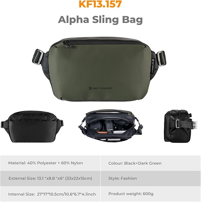 K&F CONCEPT Camera Sling Bag Crossbody Bag Waterproof Camera Shoulder Backpack - Image 6