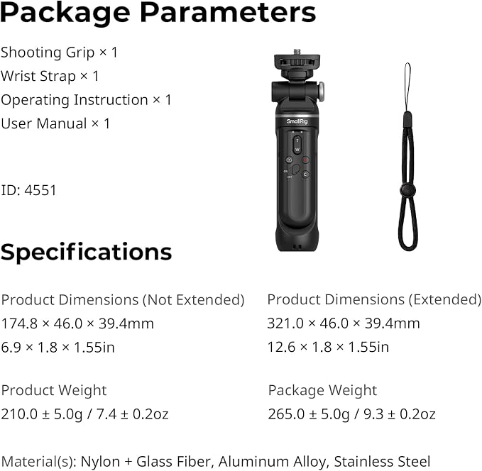 SmallRig SR-RG2 Multifunctional Wireless Shooting Grip, Adjustable Selfie Stick - Image 8