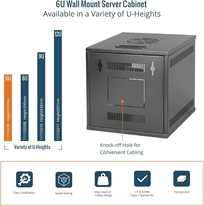 Tecmojo 6U 10 inch Rack, Wall Mount Network Cabinet Set, 12.3W x 13D x 11.8H- - Image 5