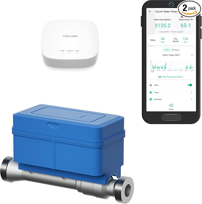 NSF Certified YoLink FlowSmart All-in-One Smart Water Meter & Auto Shutoff by YoLink