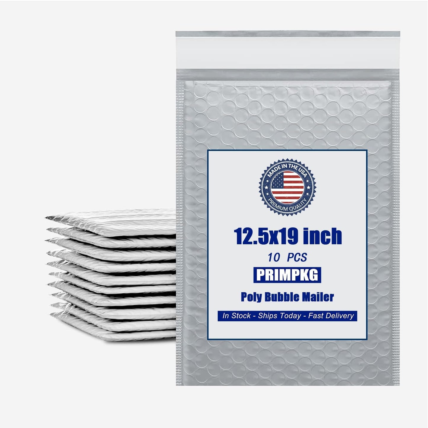 12.5in x 18in Bubble Mailer, Gray Poly Mailer, Padded Envelope, Shipping Envelope, Waterproof, Self-Sealing, For Small Business, Shipping, Mailing, Boutique Packaging(10PCS)