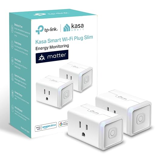 Kasa Smart Plug, Matter Compatible, Energy Monitoring, Compact Design, by KasaSmartbyTP-Link