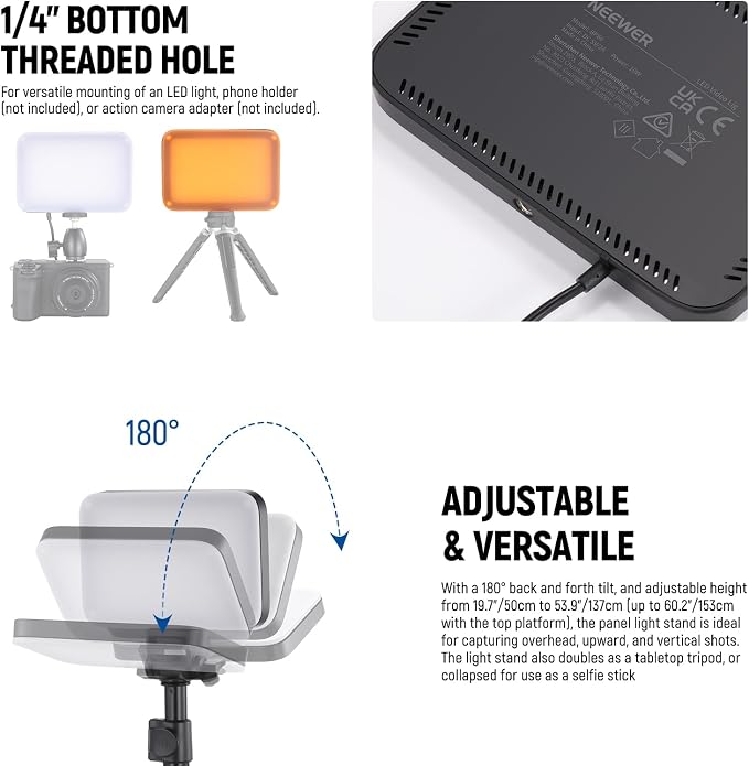 NEEWER Basics 2 Pack LED Video Light Panel Lighting Kit, Bi Color Dimmable - Image 5
