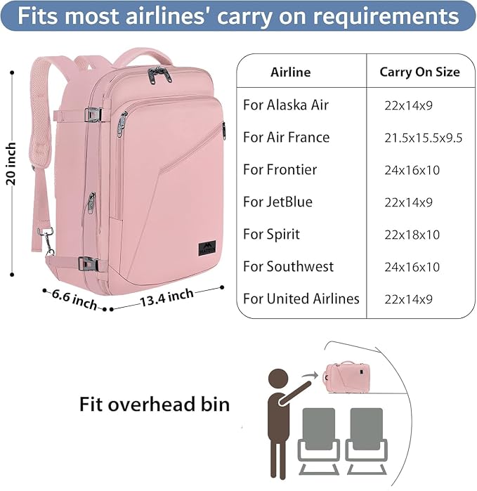 MATEIN 45L Womens Travel Backpack, Extra Large Carryon Backpack Fits Overhead - Image 2