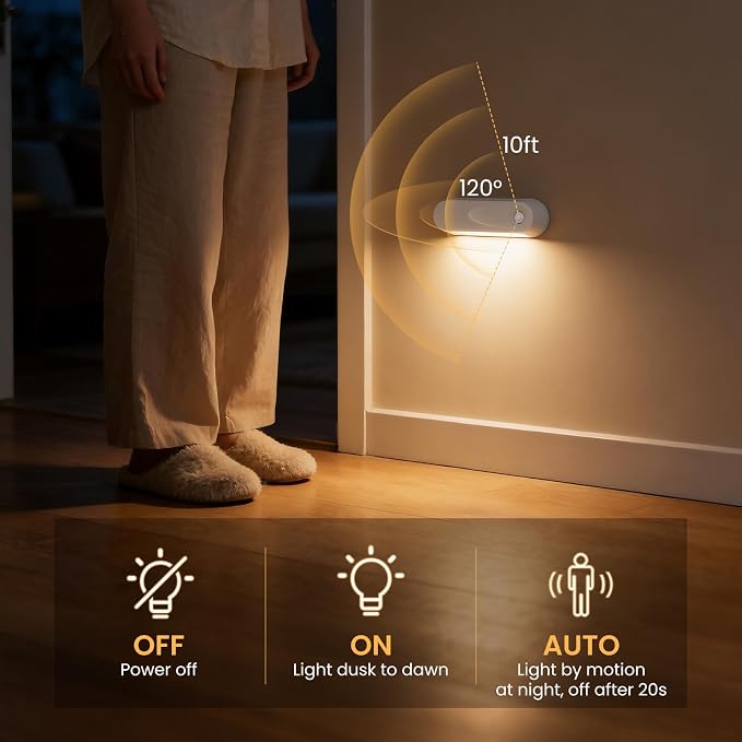 Motion Sensor Night Light, 1800mAh Rechargeable Battery Operated Step Lights - Image 3